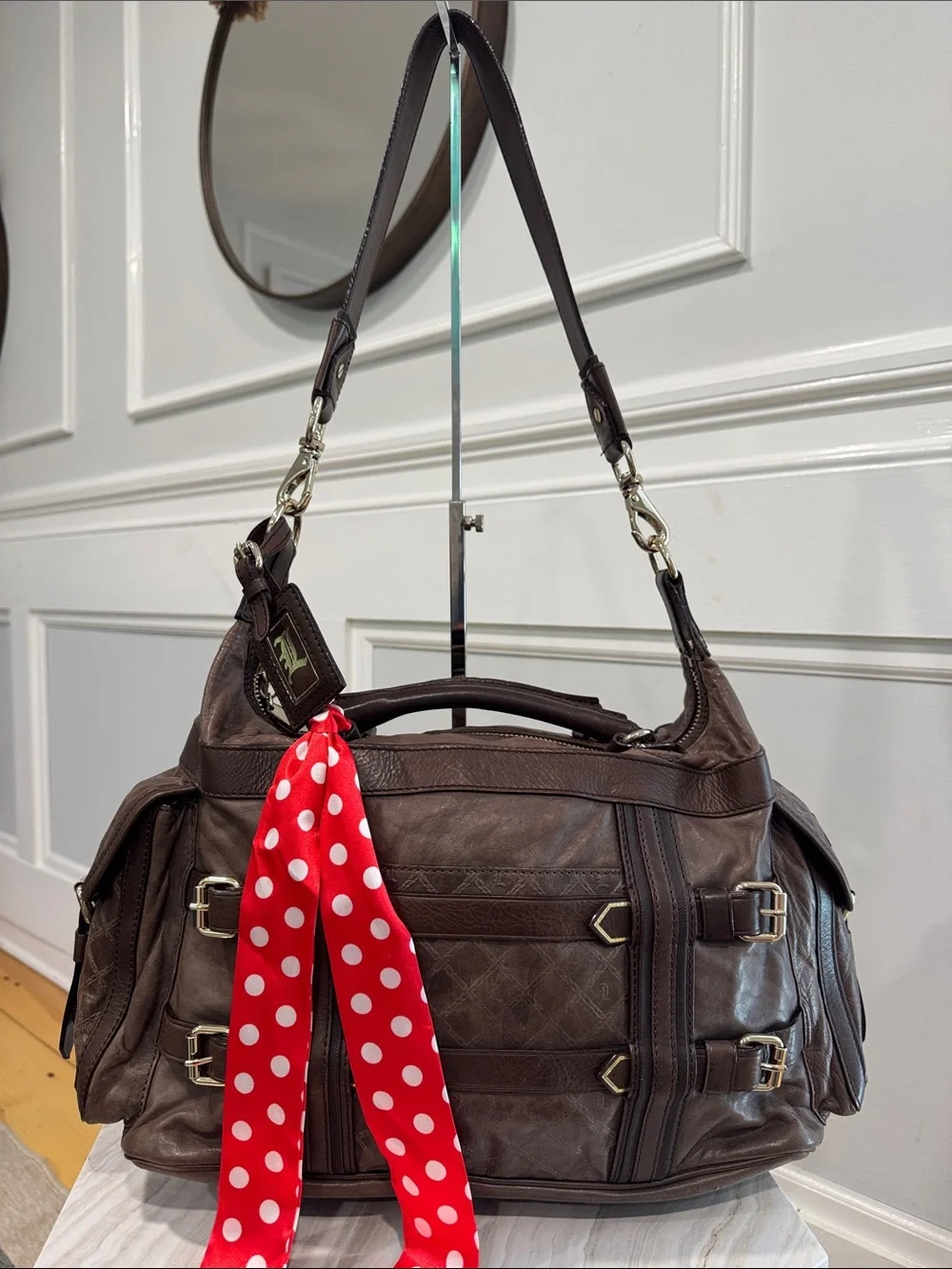 L.A.M.B. Bag Gwen Stefani LAMB Vintage Large Brown Leather Satchel